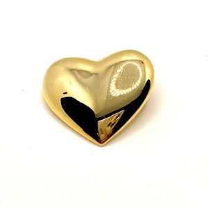 Vintage Gold Tone Heart Brooch Pin Pendant D049